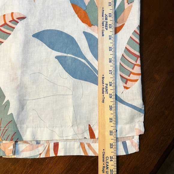Cynthia Rowley Medium 100% Linen Botanical Leaf Feather Shirt Button Back Boho‎ - Picture 5 of 7